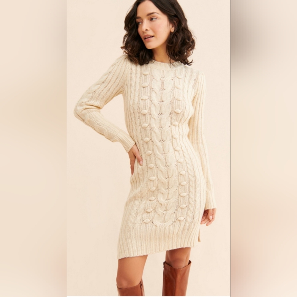 Zara woolblend cableknit dress